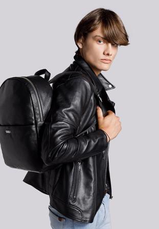 Férfi puha bőrből laptop hátizsák, fekete ezüst, 92-3U-310-1, Fénykép 1