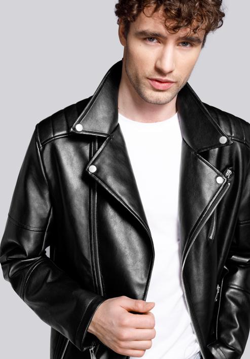 Klasszikus férfi kabát, fekete ezüst, 92-9P-153-1-M, Fénykép 7