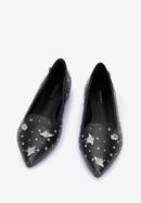 Női bőr topánka bogár formájú ékszerdíszekkel és szegecsekkel, fekete ezüst, 95-D-505-1S-35, Fénykép 2