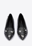Női bőr topánka bogár formájú ékszerdíszekkel és szegecsekkel, fekete ezüst, 95-D-505-1G-37, Fénykép 3
