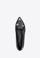 Női bőr topánka bogár formájú ékszerdíszekkel és szegecsekkel, fekete ezüst, 95-D-505-1G-37, Fénykép 5
