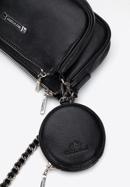 Női láncos bőr kistáska tasak kulcstartóval, fekete ezüst, 29-4E-011-N, Fénykép 4