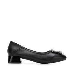Csattal díszített női bőr topánka, fekete-fekete-kék, 94-D-950-1B-37, Fénykép 1
