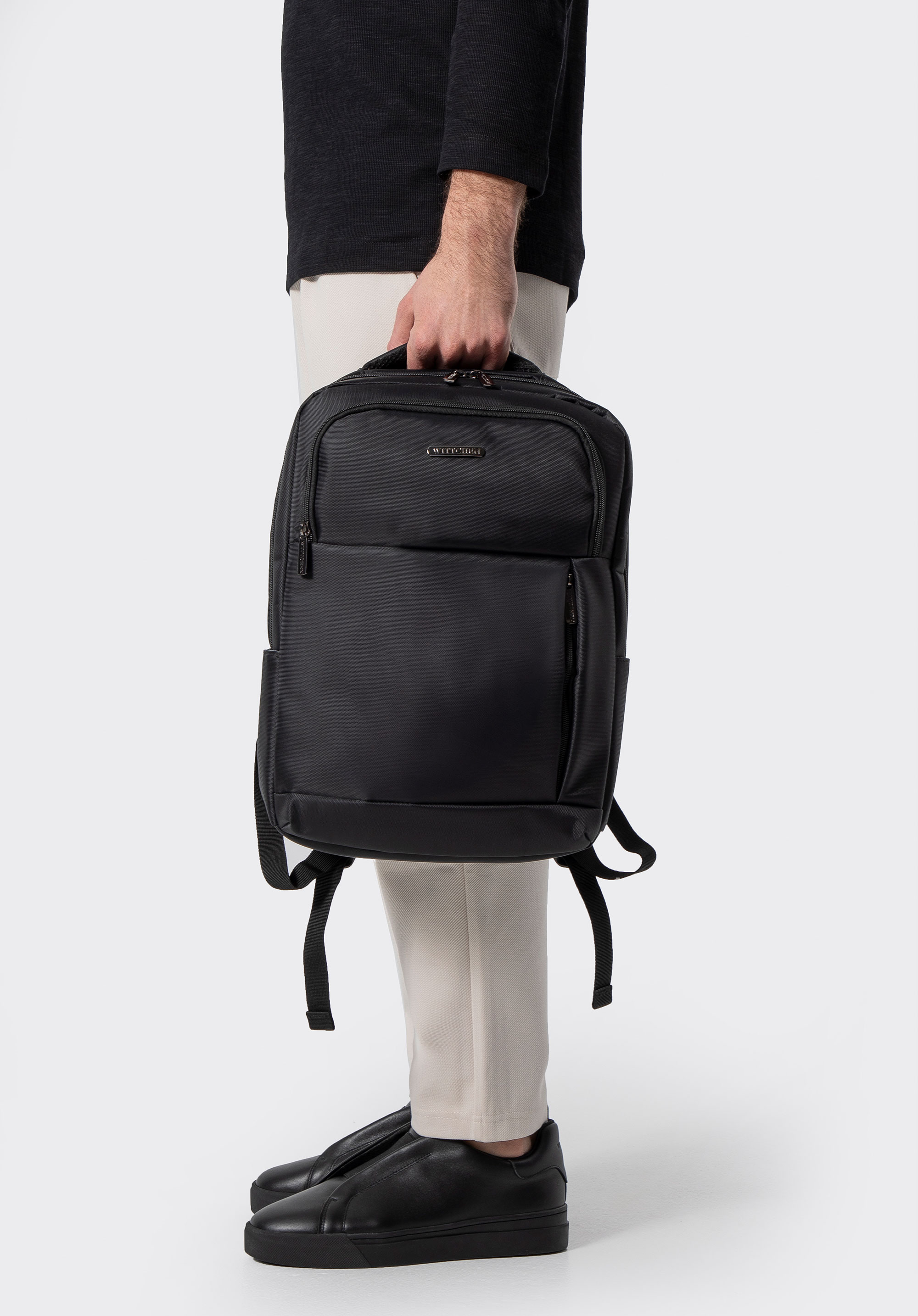 Férfi 14”-os nylon laptop hátizsák, fekete, 29-3P-102-1D, Fénykép 1