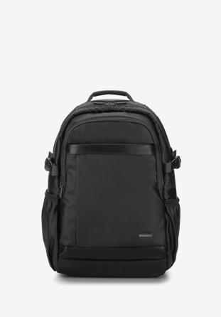 Férfi 15,6"-os laptop hátizsák műbőr díszítéssel, fekete, 98-3P-202-1, Fénykép 1