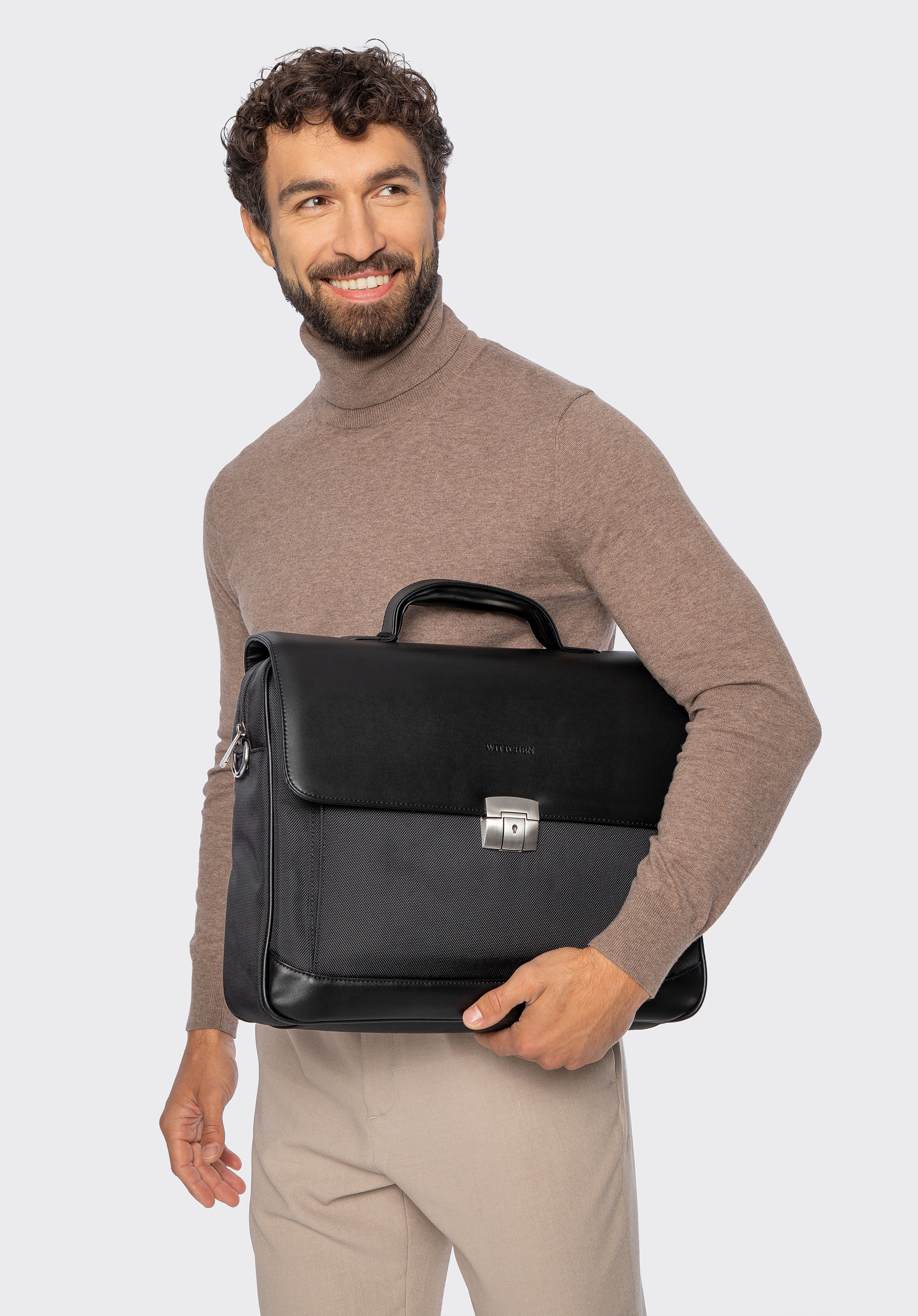 Férfi aktatáska szövetből laptopzsebbel 15,6, fekete, 29-3-700-1, Fénykép 1