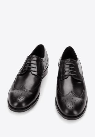 Férfi bőr brogue cipő díszvarrással, fekete, 94-M-511-1E-41, Fénykép 1