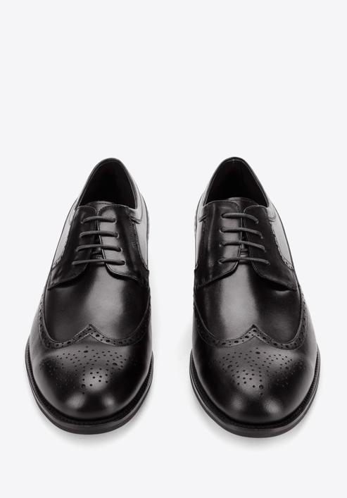 Férfi bőr brogue cipő díszvarrással, fekete, 94-M-511-1E-42, Fénykép 3