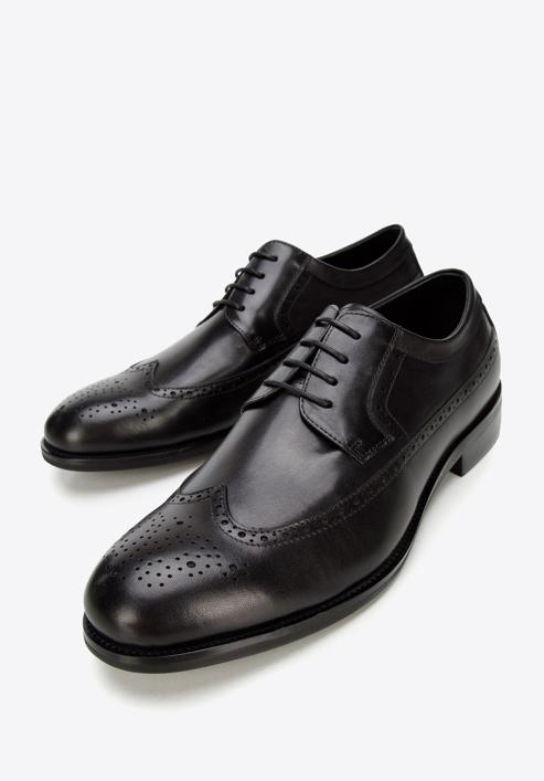 Férfi bőr brogue cipő díszvarrással, fekete, 94-M-511-1E-42, Fénykép 7
