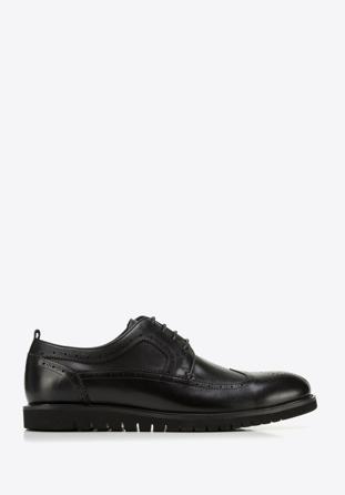 Férfi bőr brogues cipő könnyű talppal, fekete, 96-M-501-1-44, Fénykép 1