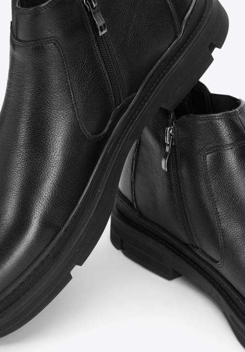 Férfi bőr Chelsea bokacsizma cipzárral, fekete, 93-M-920-1-41, Fénykép 7