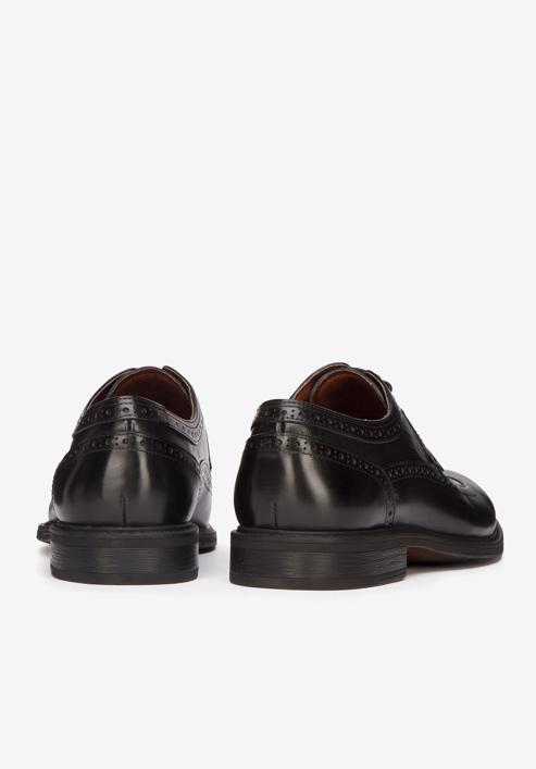 Férfi bőr cipő perforációval, fekete, 93-M-912-1-40, Fénykép 5