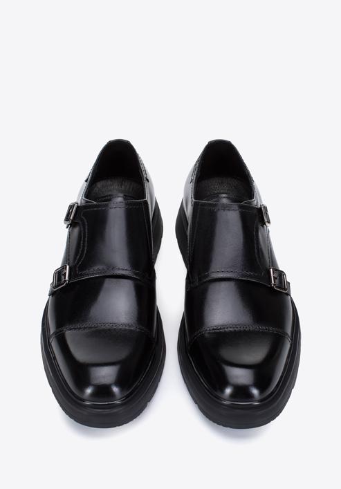 Férfi bőr csatos cipő, fekete, 97-M-510-1-44, Fénykép 3
