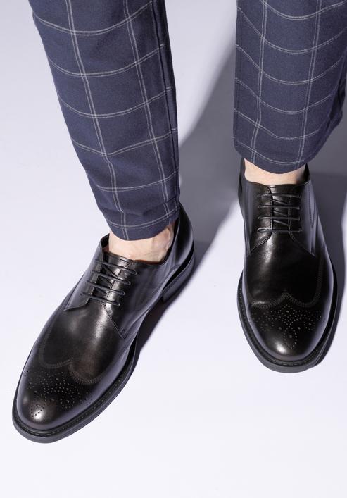 Férfi bőr Derby cipő, fekete, 95-M-506-3-40, Fénykép 15