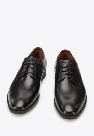 Férfi bőr derby cipő dombornyomással díszítve, fekete, 94-M-907-1-41, Fénykép 1