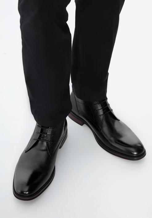 Férfi bőr fűzős cipő, fekete, 97-M-505-4-44, Fénykép 15