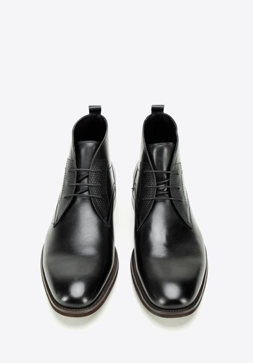 Férfi bőr fűzős cipő, fekete, 97-M-505-4-44, Fénykép 3