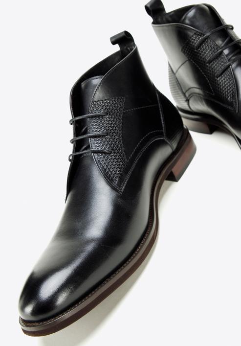 Férfi bőr fűzős cipő, fekete, 97-M-505-1-45, Fénykép 8