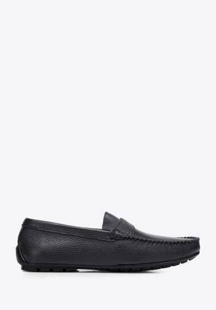 Férfi bőr mokaszin cipő, fekete, 94-M-903-1-43, Fénykép 1