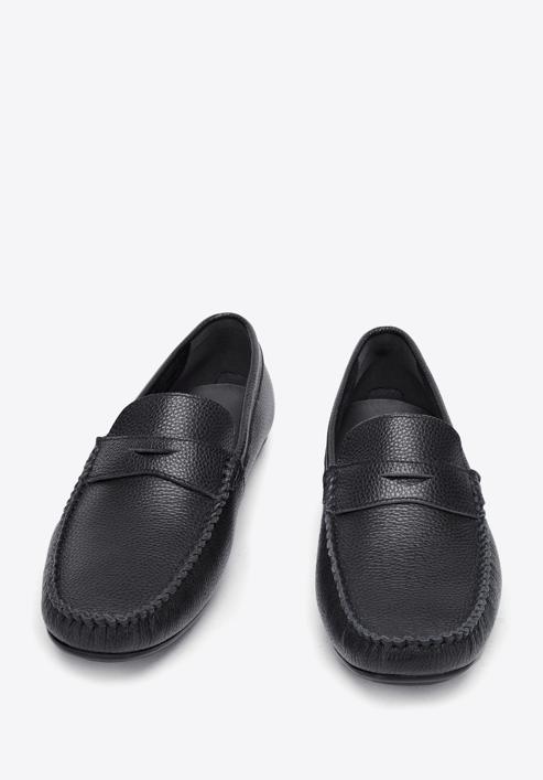 Férfi bőr mokaszin cipő, fekete, 94-M-903-1-42, Fénykép 2