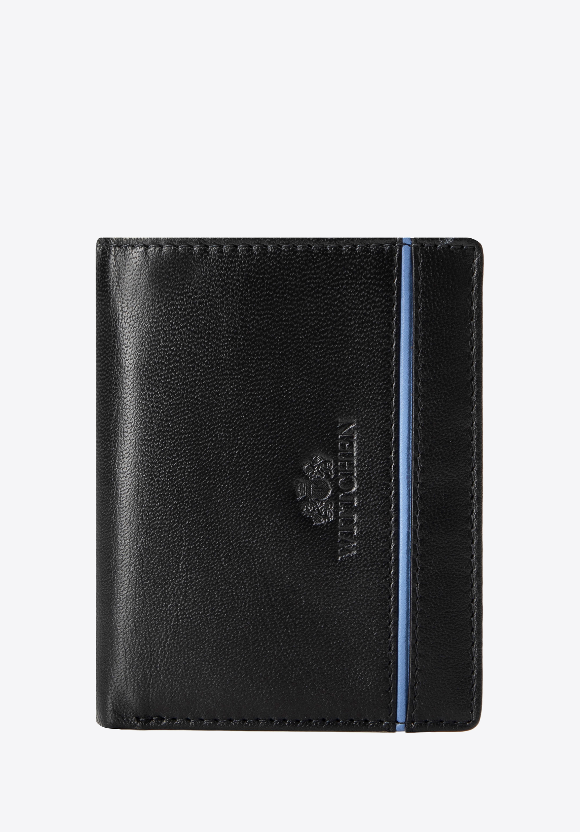 Férfi bőr pénztárca kontrasztos részletekkel, fekete, 14-1-950-1, Fénykép 1