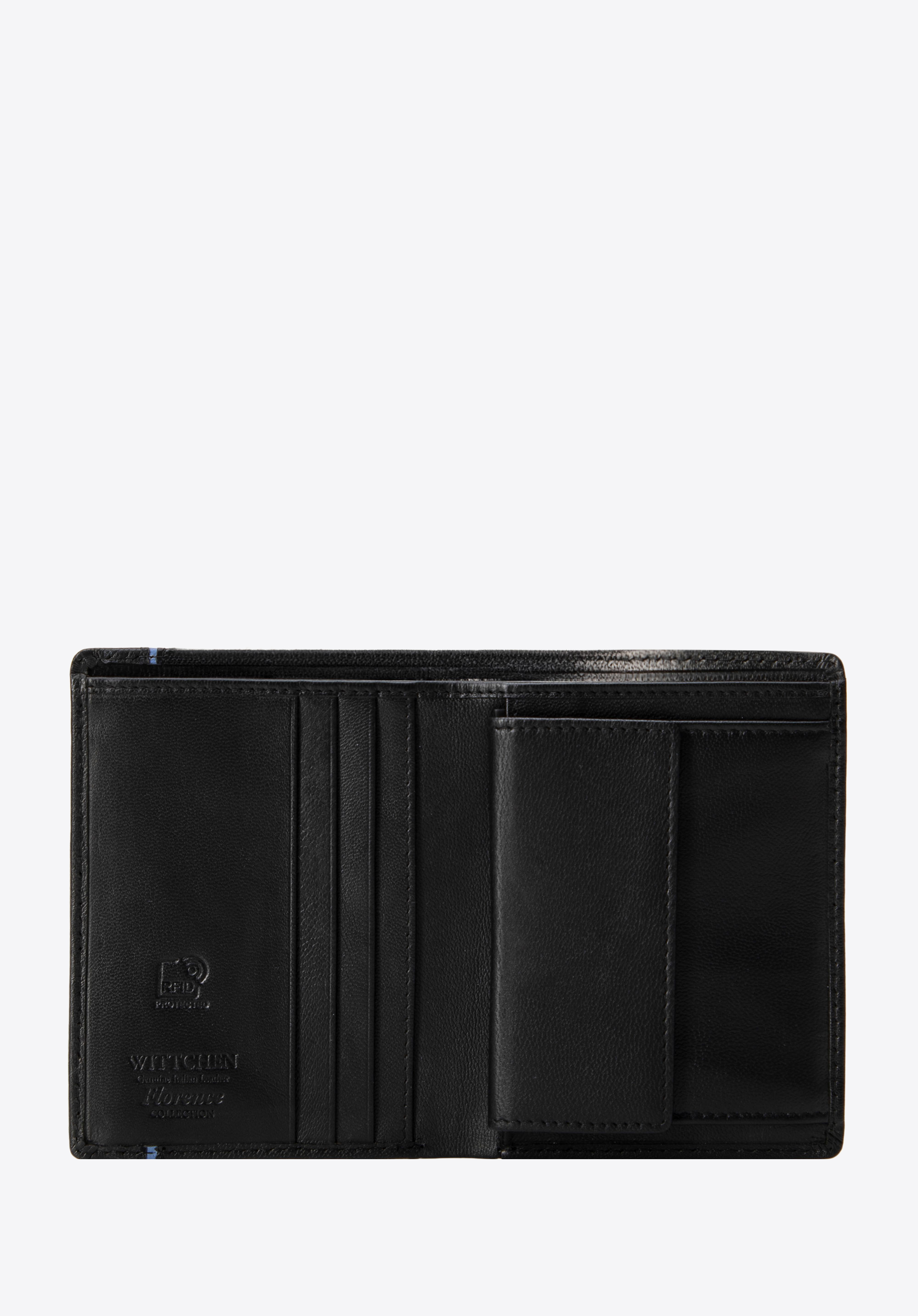 Férfi bőr pénztárca kontrasztos részletekkel, fekete, 14-1-950-1, Fénykép 1