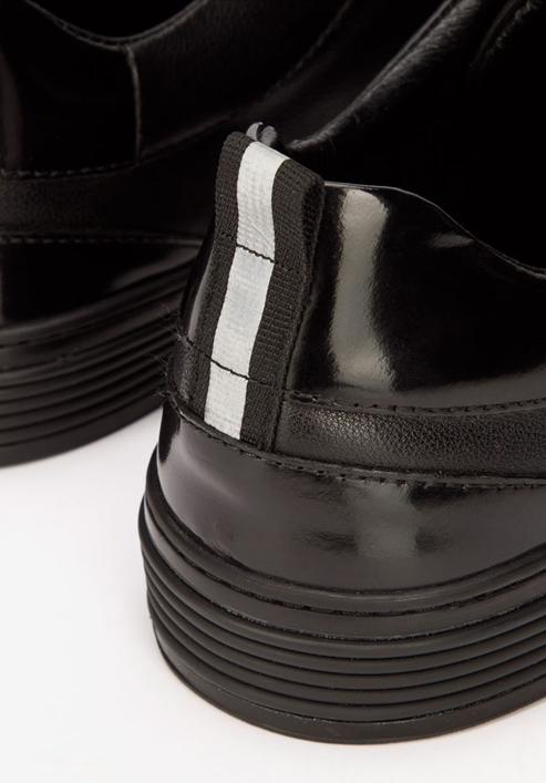 Férfi bőr sportcipő lakkbőr részlettel, fekete, 93-M-502-0-42, Fénykép 8