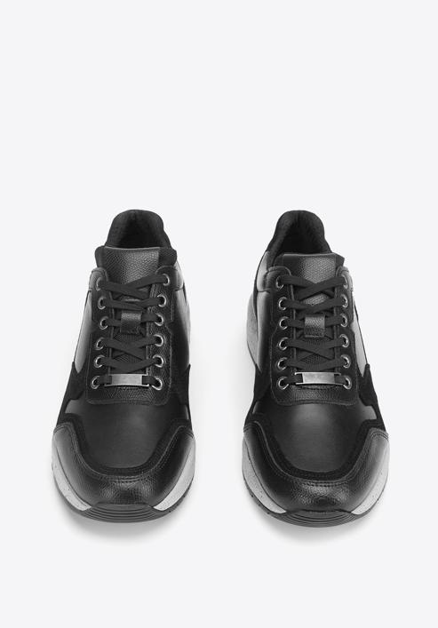 Férfi bőr sportcipő vastag talppal, fekete, 93-M-300-1-44, Fénykép 3