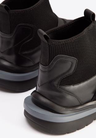 Férfi bőr tornacipő zoknival | WITTCHEN, fekete, 93-M-903-1-44, Fénykép 1