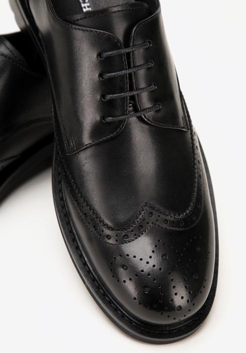 Férfi bőrcipő dekoratív perforációval, fekete, 98-M-713-4-41, Fénykép 7