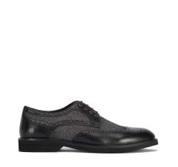 Férfi bőr brogues félcipő halszálka mintával, fekete, 95-M-501-1-44, Fénykép 1