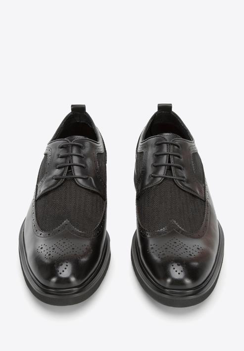 Férfi brogue félcipő modern gumihab talppal, fekete, 94-M-506-N-41, Fénykép 3