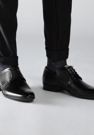 Derby stílusú férfi öltöny cipő, fekete, 90-M-602-1-44, Fénykép 1