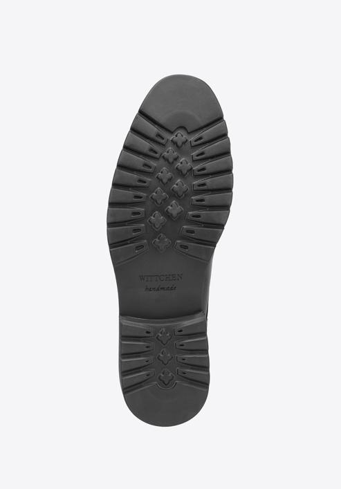 Férfi derby szabású bőrcipő kontrasztos betéttel, fekete, 98-M-715-4-45, Fénykép 6