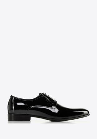 Férfi derby szabású fényes lakkbőr cipő, fekete, 98-M-704-1L-45, Fénykép 1