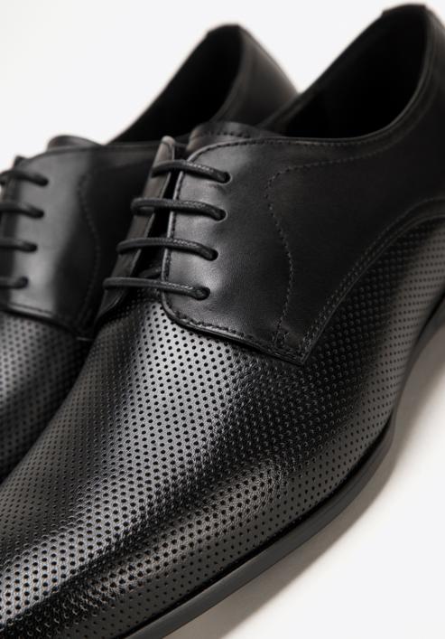 Férfi formális bőrcipő dekoratív perforációval, fekete, 98-M-705-1P-40, Fénykép 8
