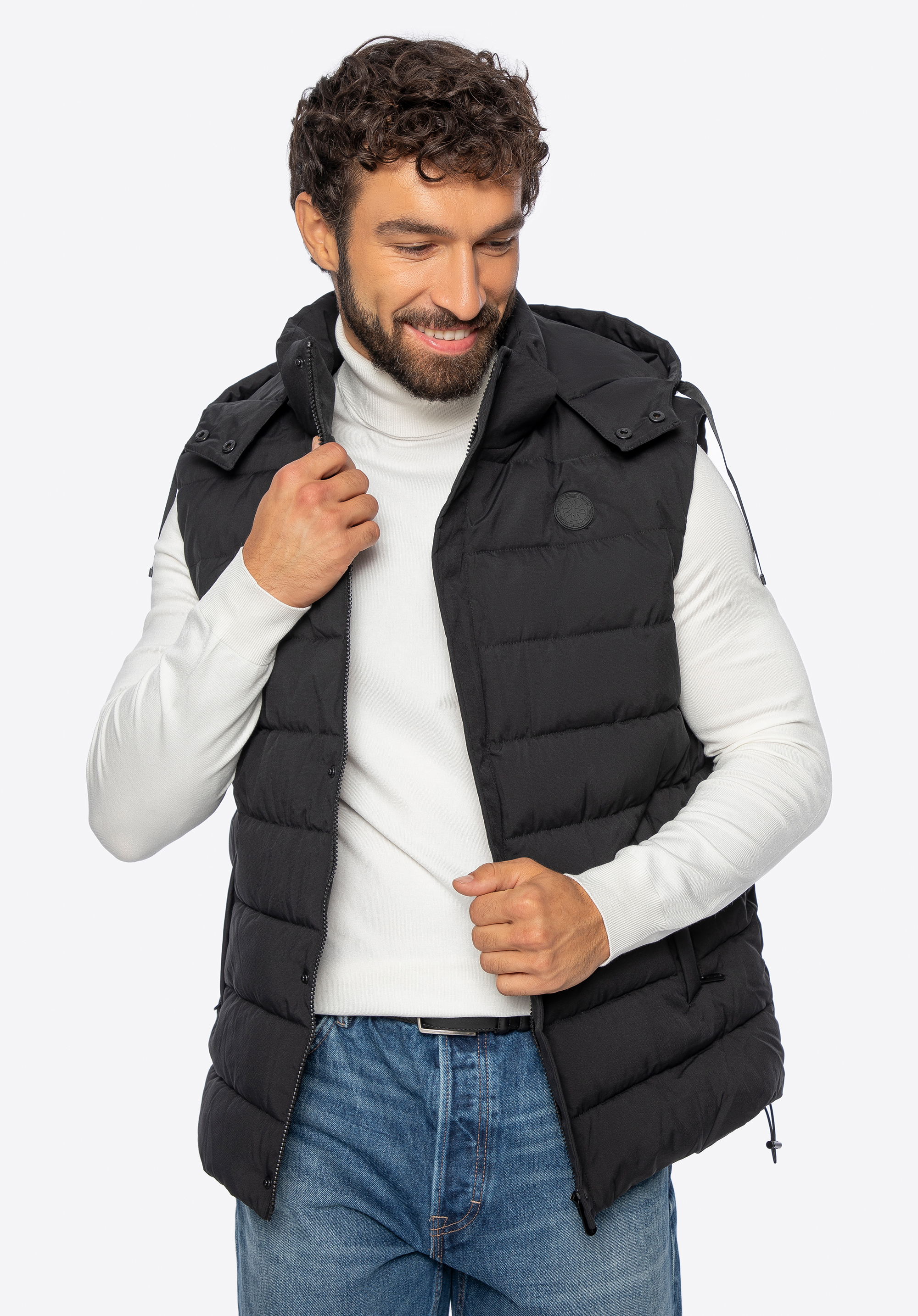 Férfi kapucnis pehelymellény, fekete, 101-9D-351-1-2XL, Fénykép 1