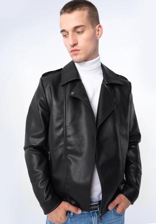 Férfi műbőr motoros kabát, fekete, 97-9P-154-1-S, Fénykép 1