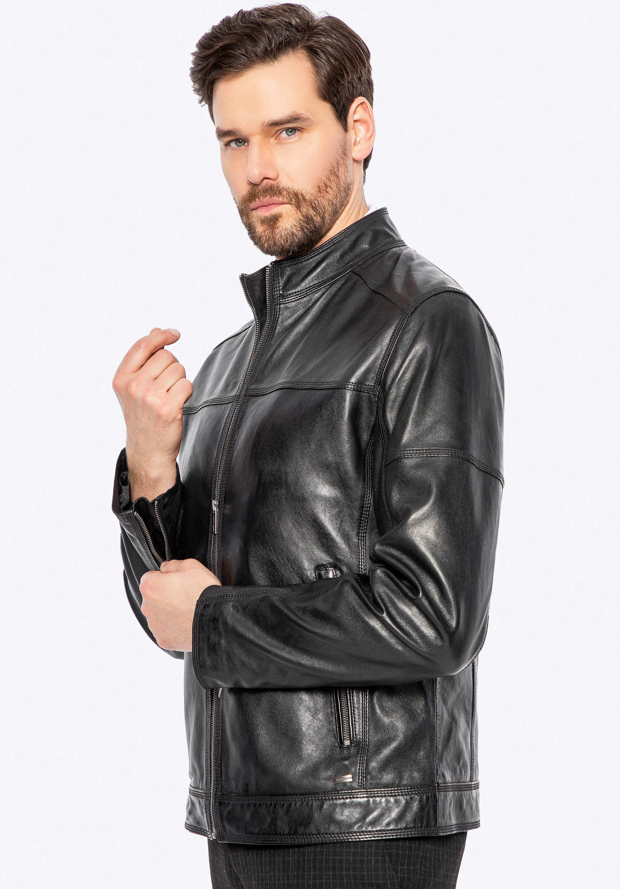 Férfi motoros bőrdzseki, fekete, 100-09-807-1-3XL, Fénykép 1