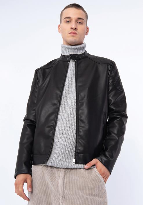 Férfi műbőr kabát, fekete, 97-9P-155-4-2XL, Fénykép 16