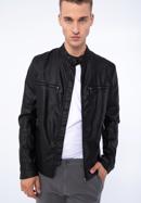Férfi műbőr kabát rövid állógallérral, fekete, 97-9P-151-1-XL, Fénykép 16