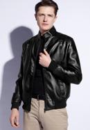 Férfi ökobőr kabát bordázott szegéllyel, fekete, 96-9P-152-N-2XL, Fénykép 1