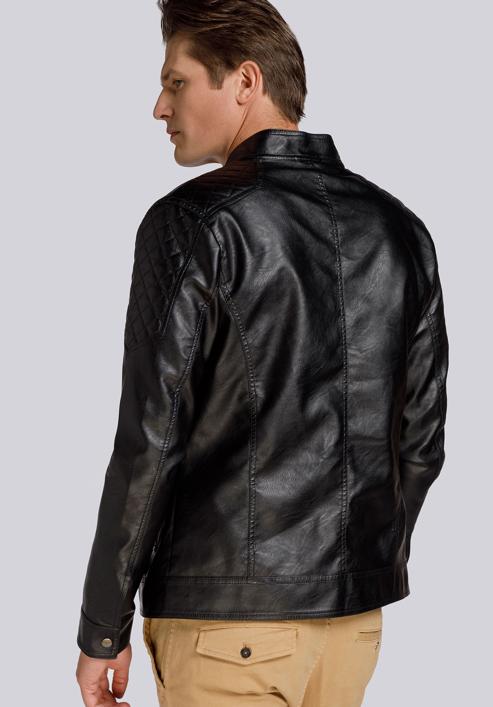 Férfi oversize steppelt kabát, fekete, 93-9P-106-1-XL, Fénykép 4