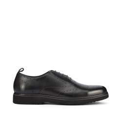 Férfi oxford cipő lyukacsos díszítéssel és könnyű talppal, fekete, 95-M-507-1-39, Fénykép 1
