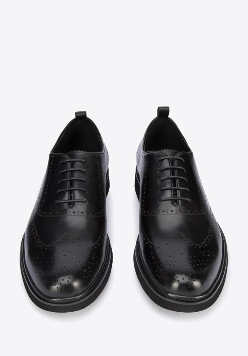 Férfi oxford cipő lyukacsos díszítéssel és könnyű talppal, fekete, 95-M-507-N-40, Fénykép 3