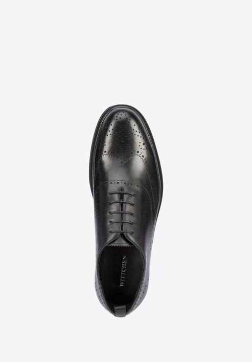 Férfi oxford cipő lyukacsos díszítéssel és könnyű talppal, fekete, 95-M-507-1-41, Fénykép 5
