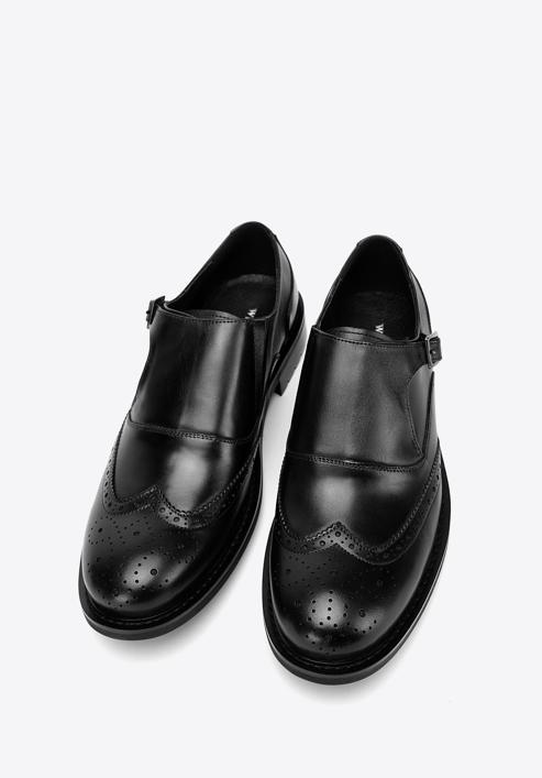 Férfi perforált bőr monk cipő, fekete, 98-M-714-5-44, Fénykép 2