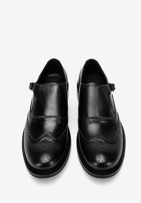 Férfi perforált bőr monk cipő, fekete, 98-M-714-4-44, Fénykép 3