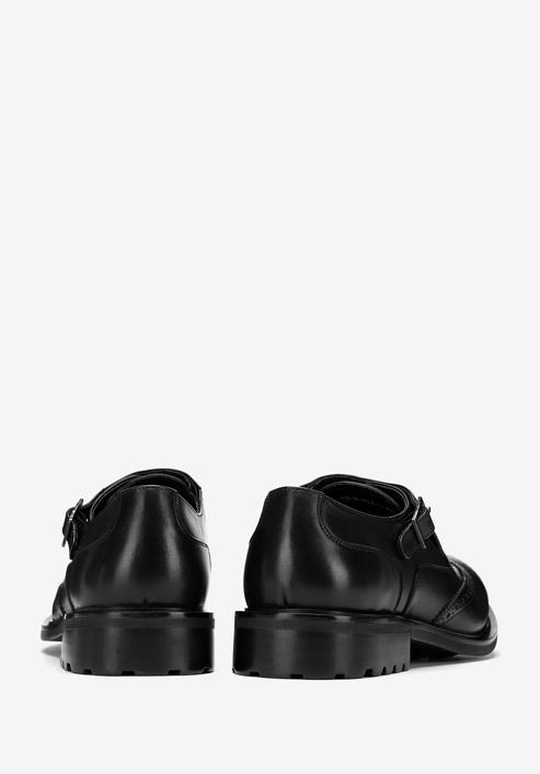 Férfi perforált bőr monk cipő, fekete, 98-M-714-4-45, Fénykép 4