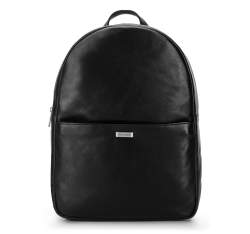 Férfi puha bőrből laptop hátizsák, fekete, 92-3U-310-10, Fénykép 1
